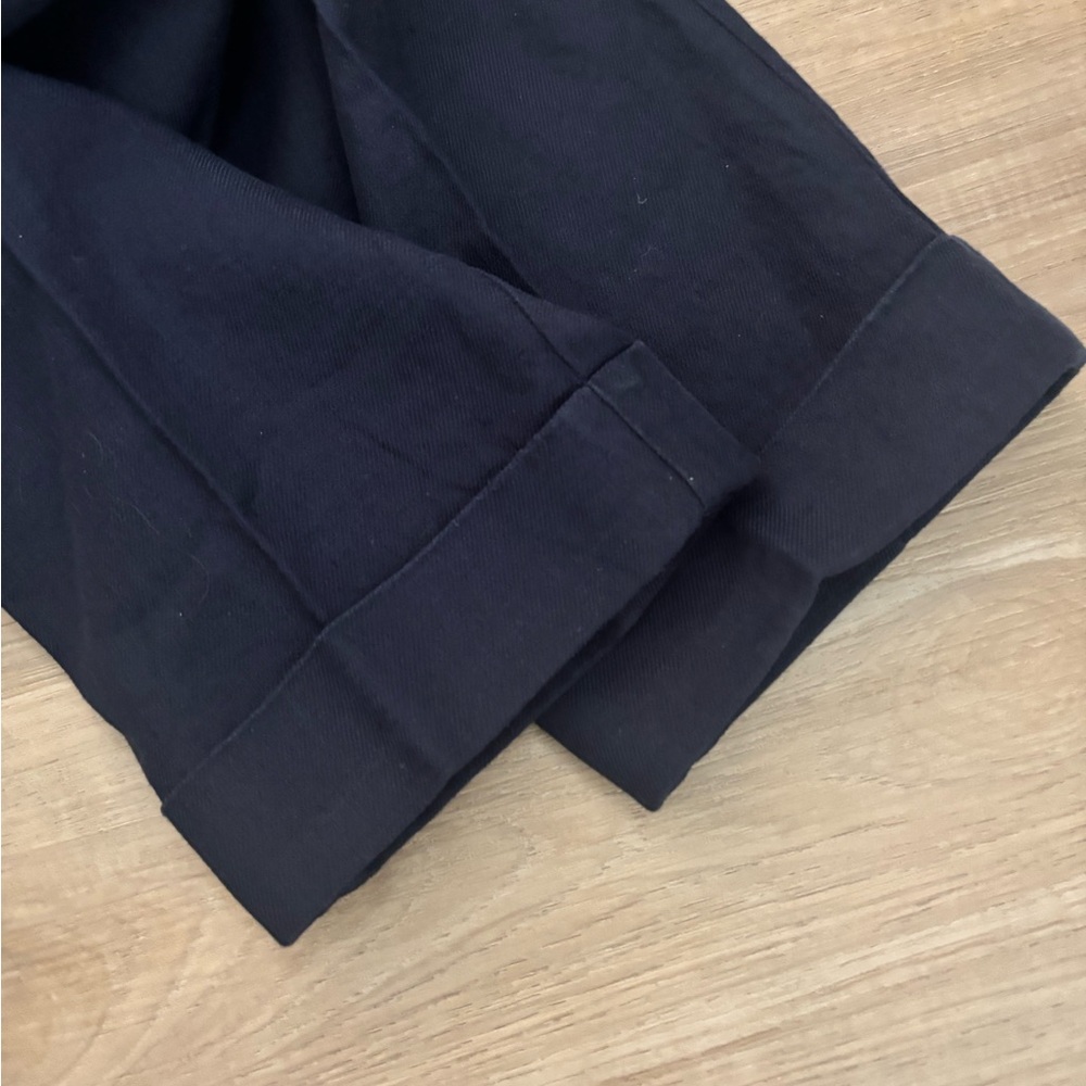 Uniqlo x Ines De La Fressange  Navy Blue Linen Cotton Tucked Tapered Trousers - Picture 8 of 8